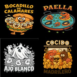 Camisetas de Comida Española con Mucho Sabor y Más Guasa – Pack de Diseños Digitales para Imprimir