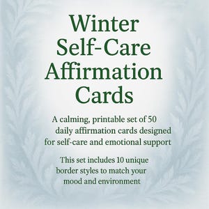 Holiday Cheer Winter Self-Care Affirmationskarten - tröstende und erhebende digital druckbare PDF-Karten