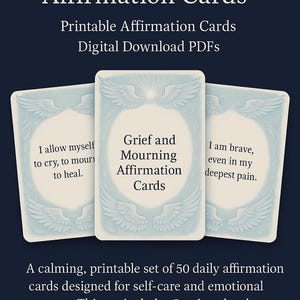 Cartes d'affirmation imprimables pour le deuil et le deuil | Apaisant réconfortant élégant numérique PDF à télécharger