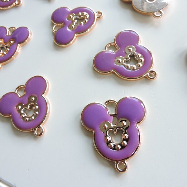 Mickey inspired cute PURPLE enamel coated acrylic charms great for Mickey projects bracelets, necklace, Mickey Inspired charms too cute 3pcs