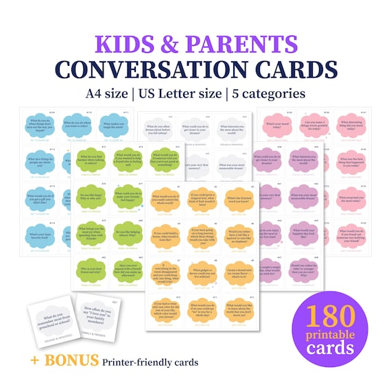 Kids Conversation Starter Cards: Fun Printable Prompts (A4/US Letter PDF)