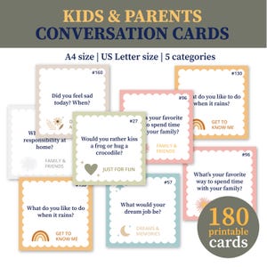 Gesprekskaarten voor kinderen: rustige en neutrale afdrukbare aanwijzingen (A4 + US Letter pdf)