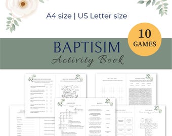 Paquete imprimible de juegos de bautismo: Actividad de bautizo, palabras desordenadas (descarga digital)