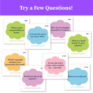 Tarjetas para iniciar conversaciones infantiles: divertidas sugerencias imprimibles (PDF tamaño A4/carta estadounidense) imagen 3