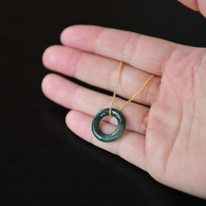 Green Jade Pendant 925 Silver 14K Gold Filled, Minimalist Jade Pendant Necklace, Jade lucky loop pendant necklace 18MM