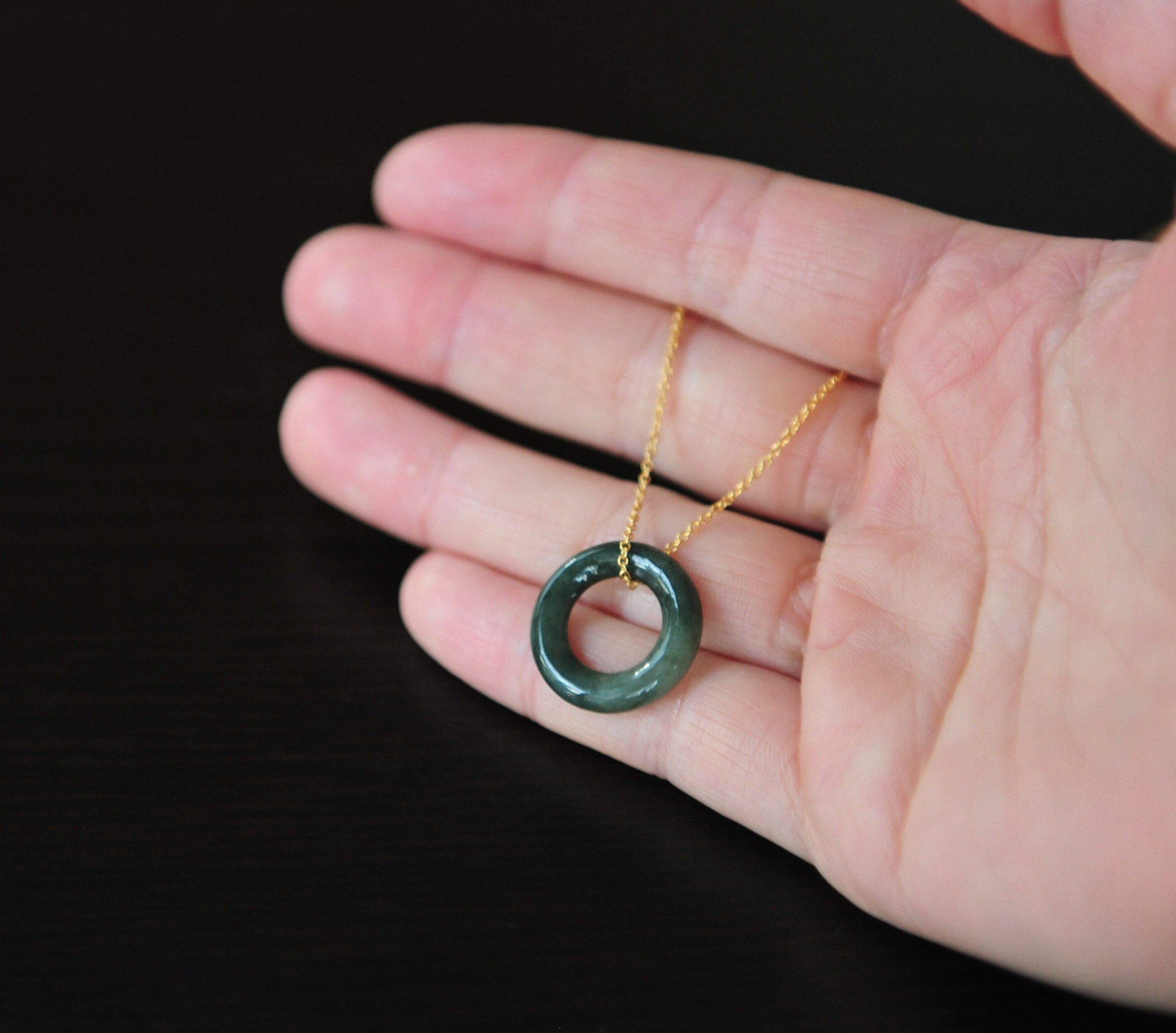 Green Jade Pendant 925 Silver 14K Gold Filled, Minimalist