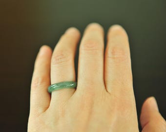 Green Jade Ring, Grade A Jadeite Jade Ring Natural Icy Green Jade Ring size 6 3/4