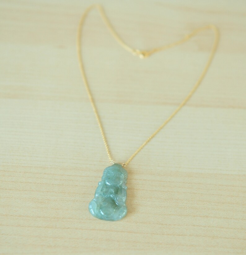 Certified Grade A Icy Buddha Jadeite jade pendant 14K Gold Filled 17