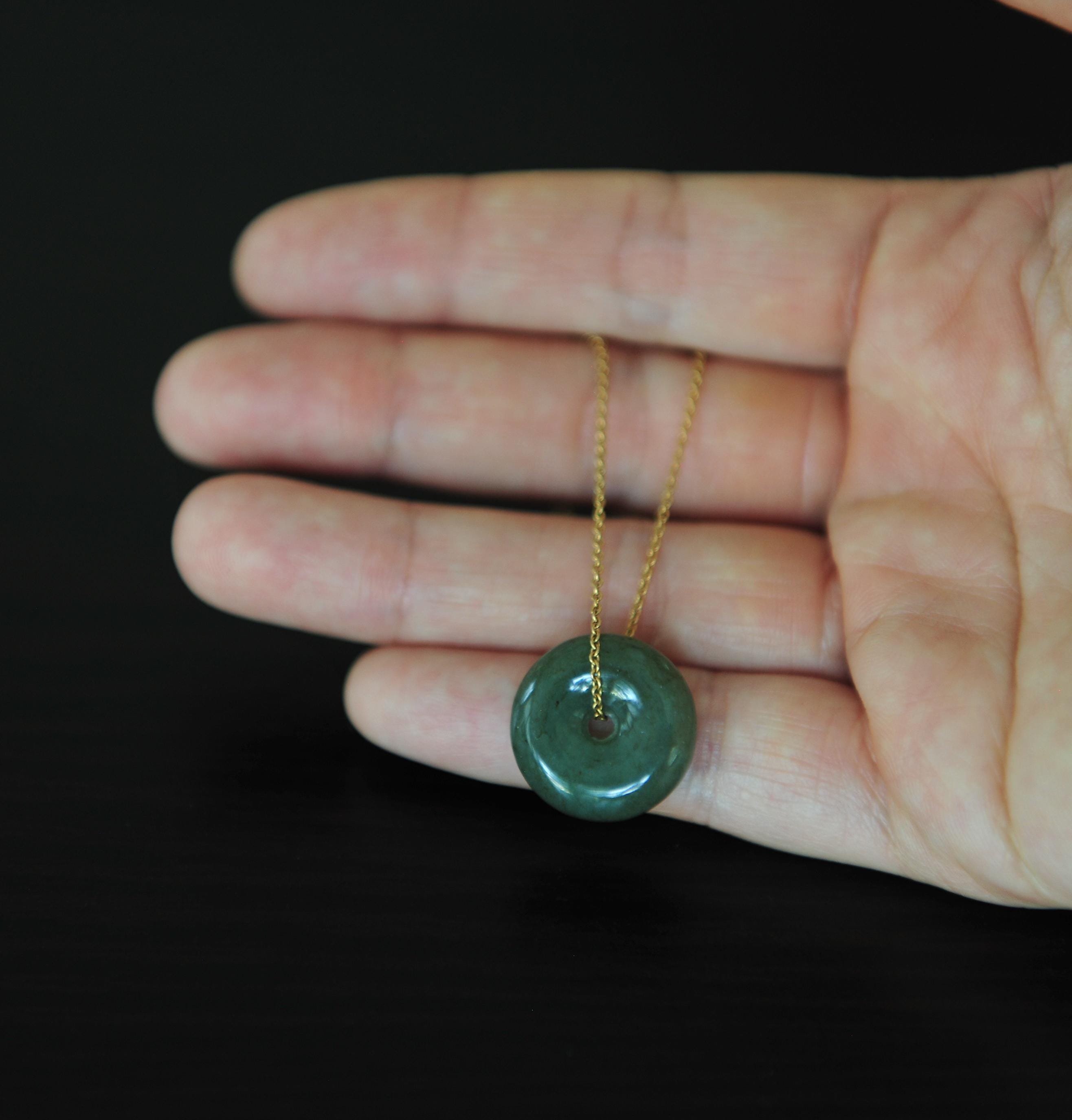 Collane da donna in giada verde naturale, portafortuna, con ciondolo a forma di ciambella, amuleto, idea regalo, pietra, agata, Pietra, Agata Collane da donna in giada verde naturale, portafortuna, con ciondolo a forma di ciambella, amuleto, idea regalo, pietra, agata, Pietra, Agata