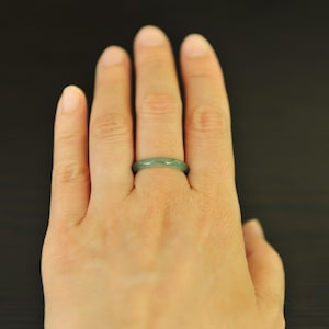 Thin Green Jade Ring, Grade A Jadeite Jade Ring, Real Jade Ring, Natural Jade Ring, size 6 3/4