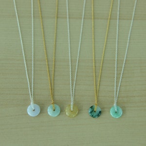 Dainty Jade Necklace 14K Filled ONE Grade A Handmade Green Jadeite jade lucky loop pendant Silver 14K Gold Filled 12MM