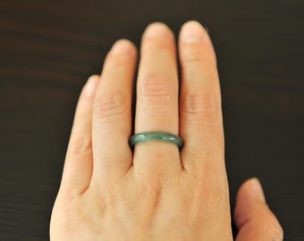 Thin Green Jade Ring, Grade A Jadeite Jade Ring, Real Jade Ring, Natural Jade Ring, size 8