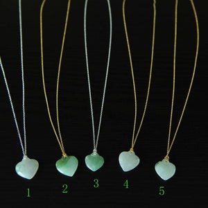 Zierliche Herz Jade Halskette 14K Filled ONE Grade A Handgefertigter Jadeit jade Herzanhänger Silber 14K Gold Filled