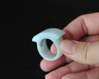 Light Green Thick Jade Ring, Certified Green Jade Ring Grade A Jadeite Jade Ring, Big thick jade ring size 10