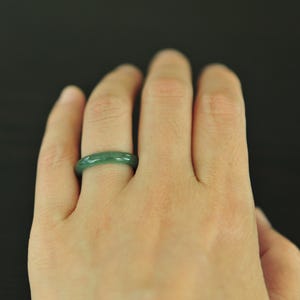 Thin Green Jade Ring, Grade A Jadeite Jade Ring, Genuine jade ring, size 6 3/4