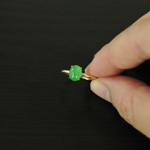 Apple Green Jade Ring 18K Solid Gold, Very Rare Icy Apple Green Jadeite Jade In Classical Yellow Gold Size 6