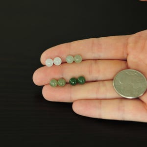 Dainty small nephrite green jade earrings studs in 925 silver or 14K gold filled, green jade stud earrings