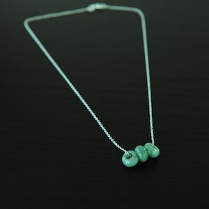 Dainty Jade Necklace 14K Filled ONE Grade A Handmade Green Jadeite Jade Loop Beaded Necklace Silver 14K Gold Filled