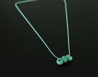 Dainty Jade Necklace 14K Filled ONE Grade A Handmade Green Jadeite Jade Loop Beaded Necklace Silver 14K Gold Filled