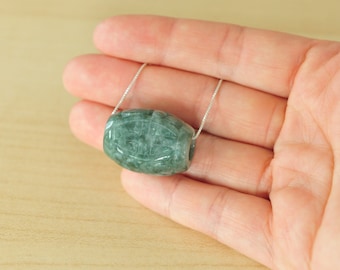 Green Jadeite Jade Lucky Loop Pendant 925 Silver,Jade Grade A Green Jade Pendant Sterling Silver Necklace 18" 22"