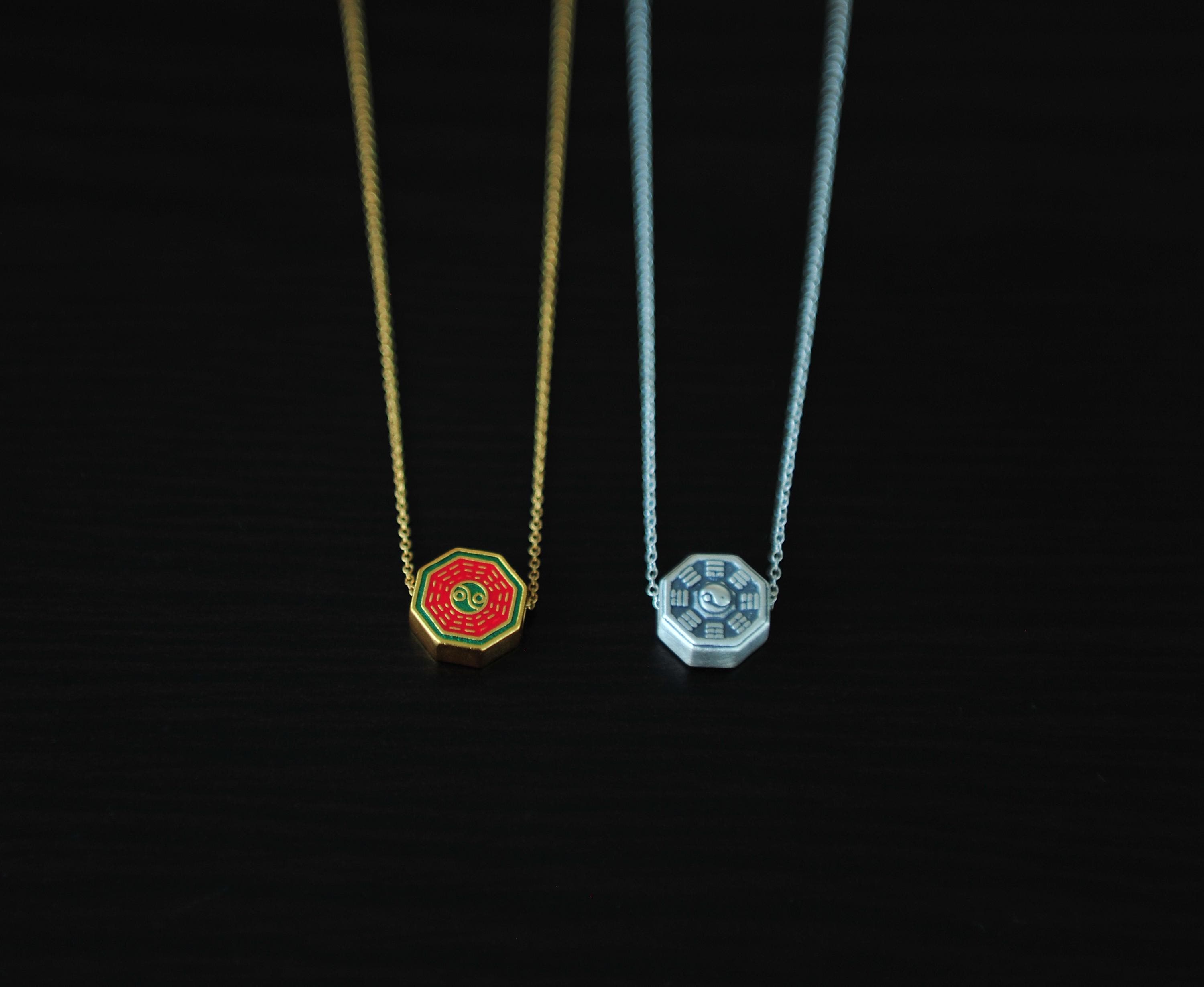 Ba gua necklace in 14K gold filled, traditional ba gua pendant, layering necklace