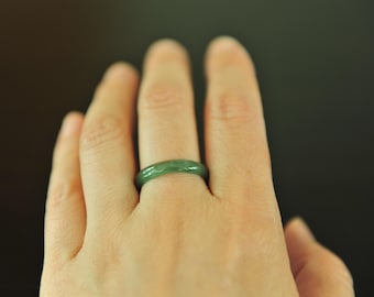 Thin Green Jade Ring, Grade A Jadeite Jade Ring, Real Jade Ring, Natural Jade Ring, size 8 3/4