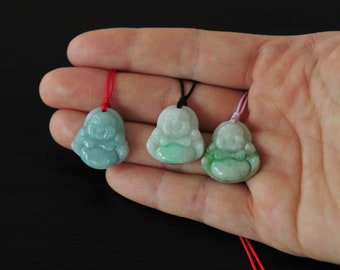 Zierliche grüne Jade Buddha Anhänger Halskette, Klasse A Jade Apfelgrün Jade Anhänger rotbraun Lavendel String