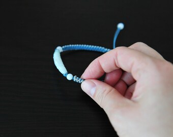 Green Jade Bracelet Handmade Cyan Silver Thread, Icy Green Jade Bracelet 6" - 9"