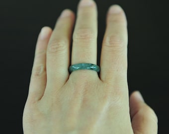 Thin Green Jade Ring, Grade A Jadeite Jade Ring Natural Icy Green Jade Ring size 8