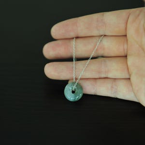 Dainty small green jade necklace, Minimalist jade pendant necklace, Genuine jade donut necklace 14MM