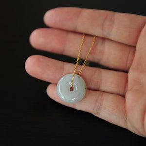 Dainty Icy Jade Pendant 925 Silver 14K Gold Filled, Minimalist Jade Pendant Necklace, Jade lucky loop pendant necklace 18MM