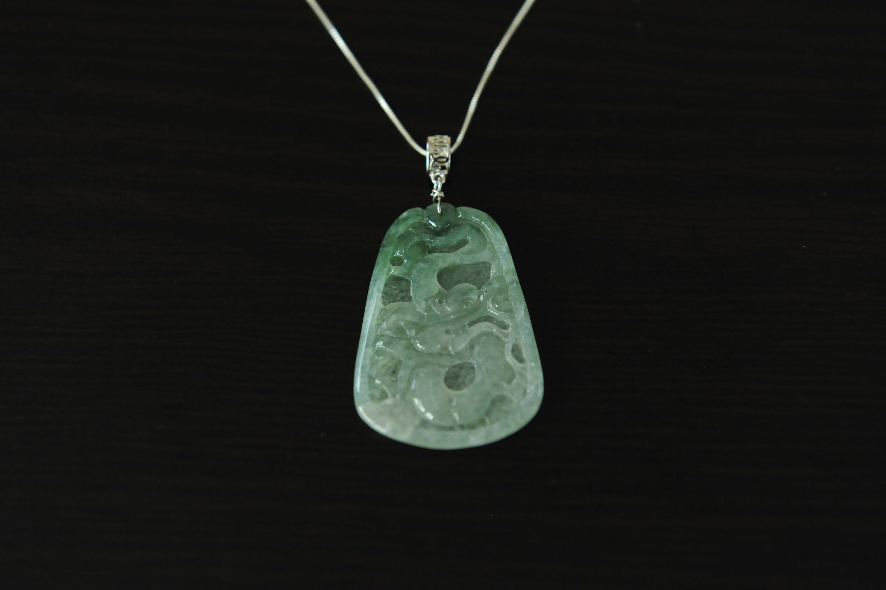 Green Jade Dragon Pendant 925 Silver Certified Jade Grade A Etsy