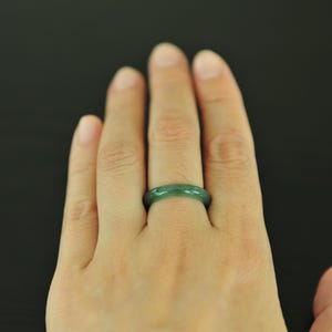 Thin Green Jade Ring, Grade A Jadeite Jade Ring Natural Icy Green Jade Ring size 6 3/4