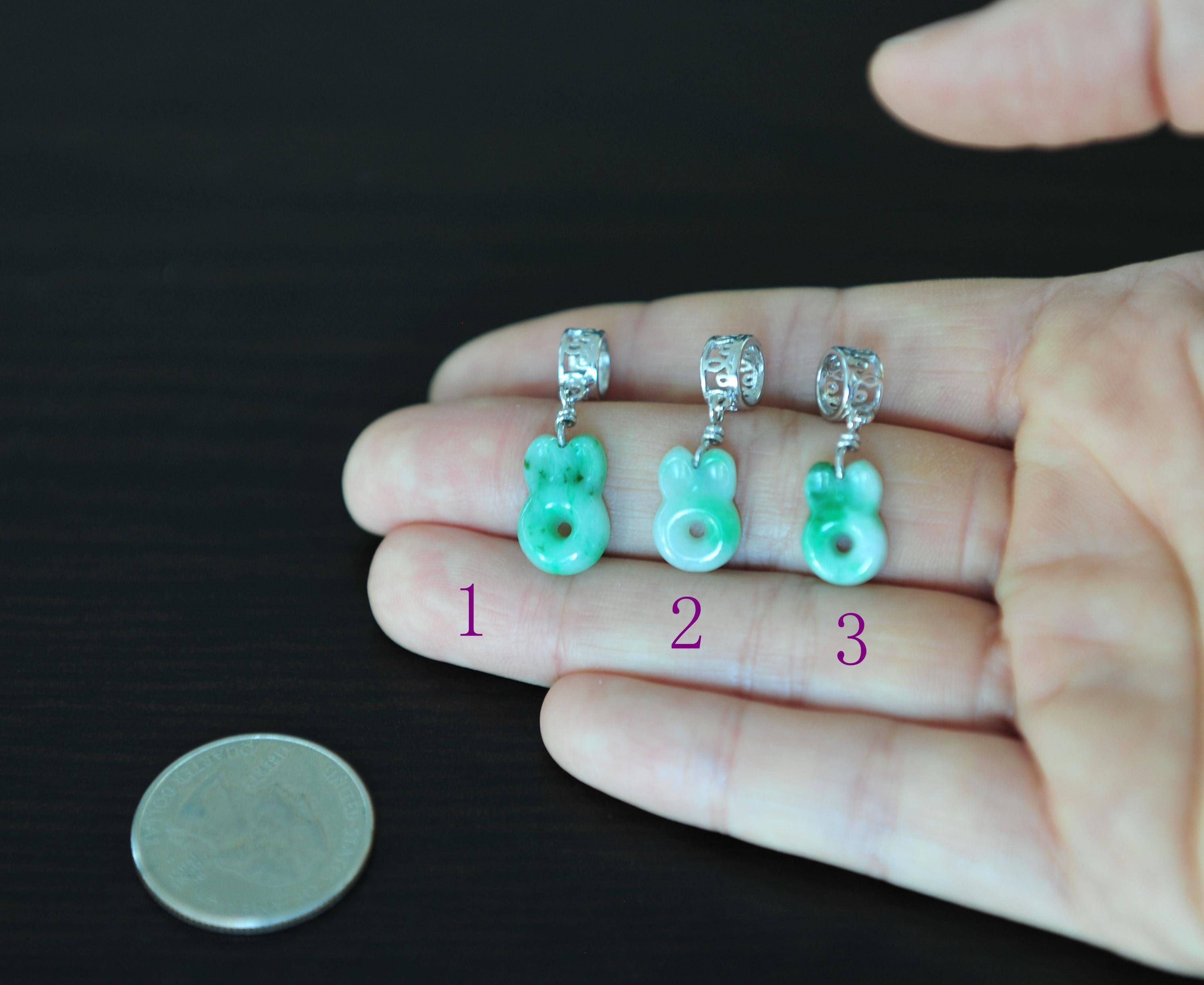 K18 天然翡翠　うさぎ　ネックレス　グリーン翡翠 K18 天然翡翠うさぎネックレスグリーン翡翠