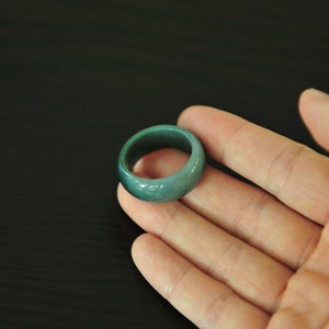 Big Size Green Jadeite Jade Ring, Natural Grade A Green Jade Ring Size 12