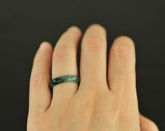 Thin Green Jade Ring, Grade A Jadeite Jade Ring, Genuine jade ring, size 6 3/4