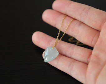 Ciondolo Cuore Giada Verde Naturale Collana Argento 925 Talismano Gioiello