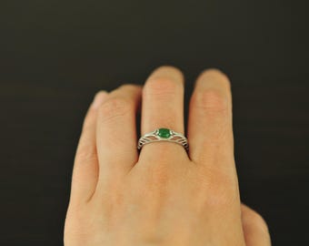 Green jadeite jade ring 925 silver, Genuine jade ring 925 silver adjustable 6 - 10