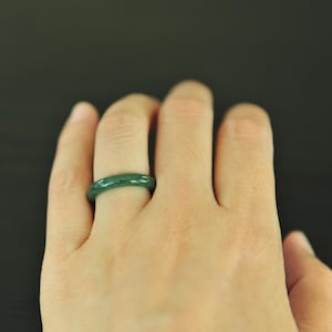 Thin Green Jade Ring, Grade A Jadeite Jade Ring, Real Jade Ring, Natural Jade Ring, size 6 3/4