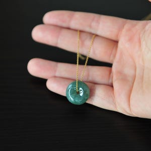 Green Jade Pendant 925 Silver 14K Gold Filled, Minimalist Jade Pendant Necklace, Jade Green lucky loop pendant necklace 18MM