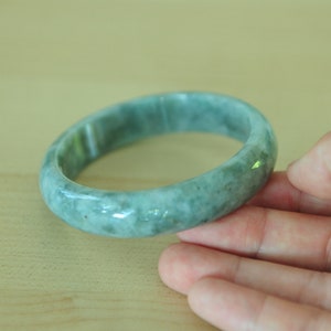 Green jade bangle, certified grade A natural green jade bangle 59MM
