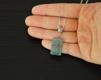 Green Jade Pendant Necklace, Jade Ji Xiang (Auspicious) Necklace, Real Jade Feng Shui Necklace Silver