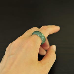 Big Size Green Jadeite Jade Ring, Natural Grade A Green Jade Ring Size 10, Genuine jade ring