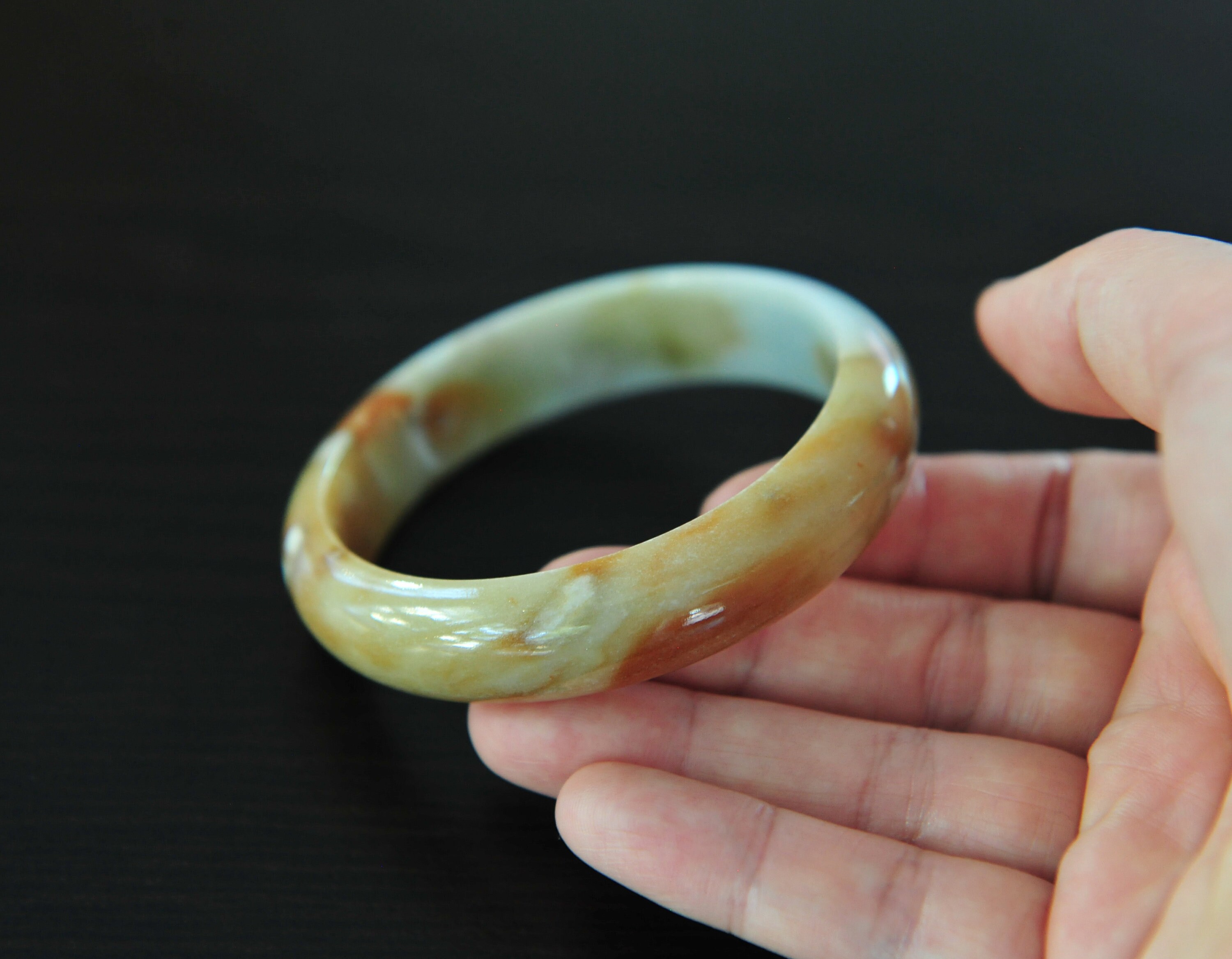 Jade Jewelry Dyed Jade Bangle Orange Red Jadeite Jade Bangle, Very