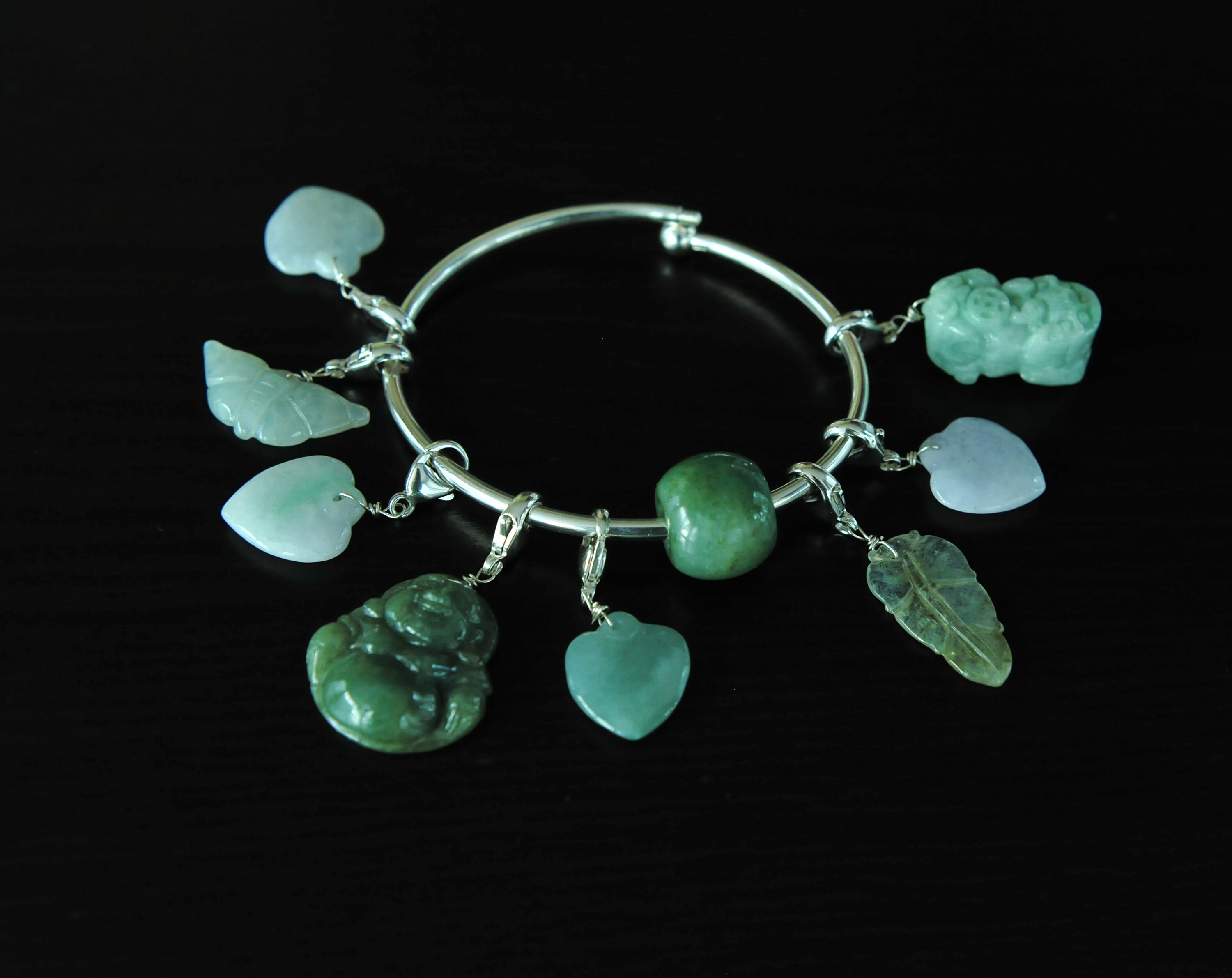 Green Jade Charms Silver Handmade Grade A jadeite jade 925 Etsy