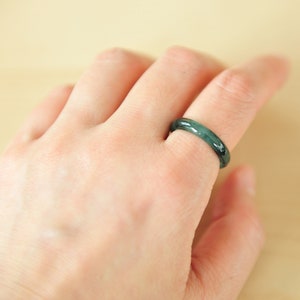 Thin Green Jade Ring,Grade A Jadeite Jade Ring Natural Icy Green Jade Ring size 6 1/2