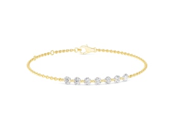Lab Grown Diamond Bracelet, 2.00 Ctw Round Cut Solid Gold Dainty Chain Jewelry