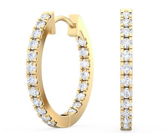 Lab Grown Diamond Hoop Earrings: Dainty 0.30Ct Solid Gold Huggies