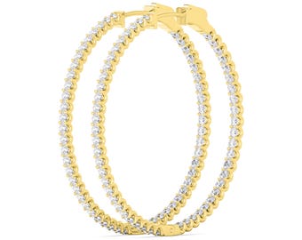 Lab Grown Diamond Hoop Earrings | 1.00Ctw EF VVS/VS Clarity | 14K/10K Gold, Silver