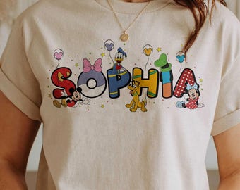 Custom Name Mickey And Friends Shirt, Personalized Disney Donald Goofy Pluto Tshirt, Disneyland Vacation Holiday Family Gifts, Magic Kingdom